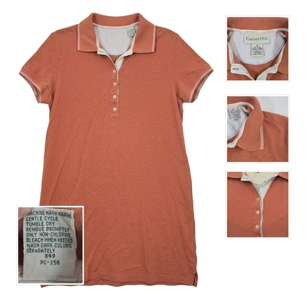 Vintage GH Bass & Co Polo Dress Womens Medium Rust Orange Cotton Preppy‎ Y2K USA